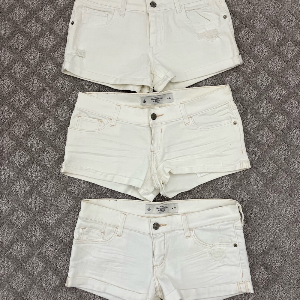 Abercrombie Off-White Denim Shorts Trio